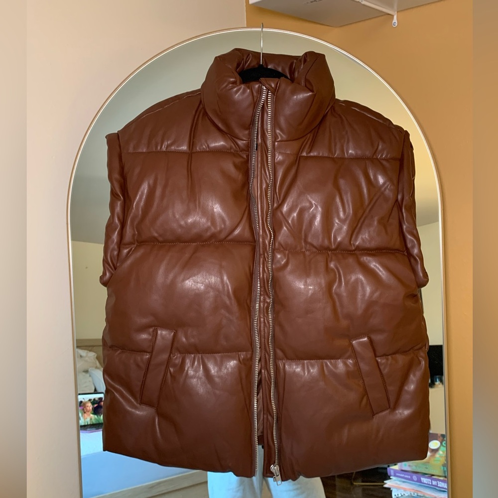 Brown Faux Leather Vest